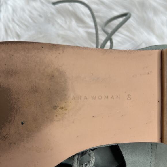 Zara Mint Green Faux Suede Gladiator Sandals - Picture 4 of 13